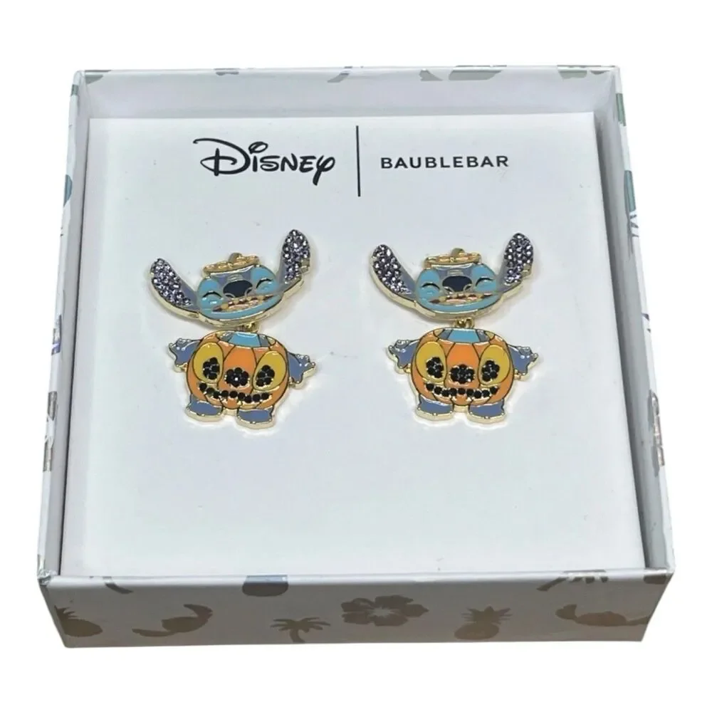 Disney BaubleBar Stitch Pumpkin Halloween Earrings New